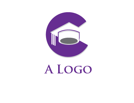 graduation hat in letter C logo