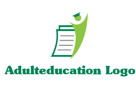 happy swoosh student against pages with graduation hat logo icon
