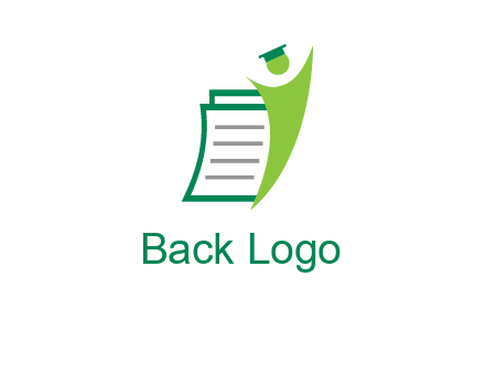 happy swoosh student against pages with graduation hat logo icon