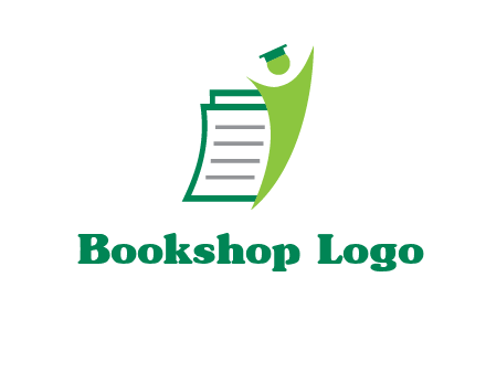 happy swoosh student against pages with graduation hat logo icon
