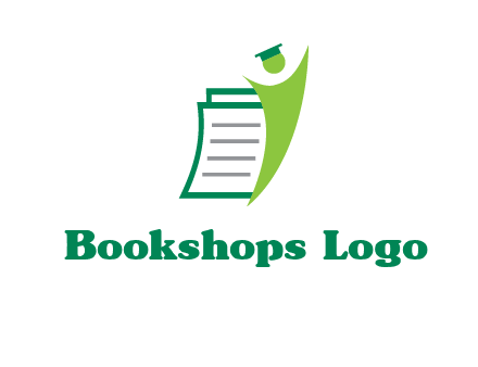 happy swoosh student against pages with graduation hat logo icon
