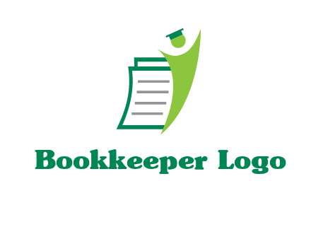 happy swoosh student against pages with graduation hat logo icon