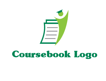 happy swoosh student against pages with graduation hat logo icon