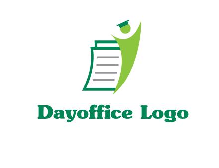 happy swoosh student against pages with graduation hat logo icon