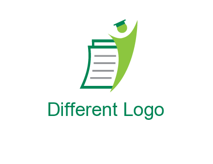happy swoosh student against pages with graduation hat logo icon