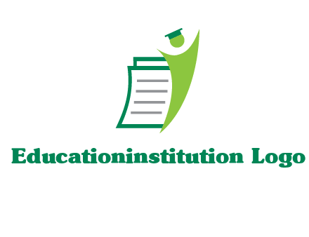 happy swoosh student against pages with graduation hat logo icon