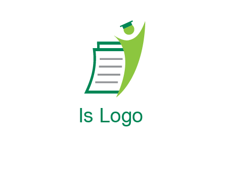 happy swoosh student against pages with graduation hat logo icon