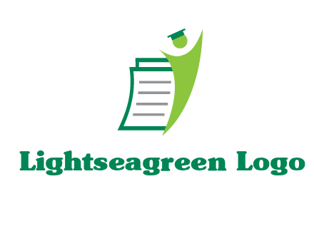 happy swoosh student against pages with graduation hat logo icon