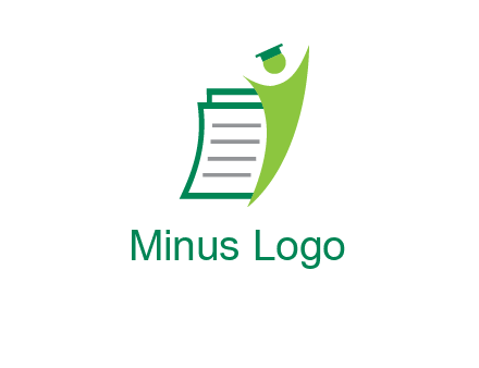 happy swoosh student against pages with graduation hat logo icon
