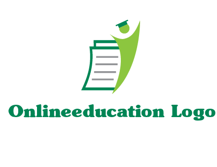 happy swoosh student against pages with graduation hat logo icon