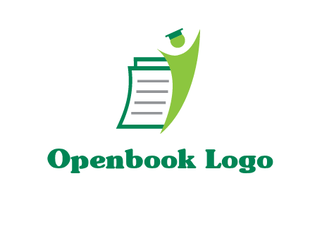 happy swoosh student against pages with graduation hat logo icon