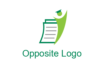 happy swoosh student against pages with graduation hat logo icon