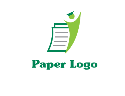 happy swoosh student against pages with graduation hat logo icon