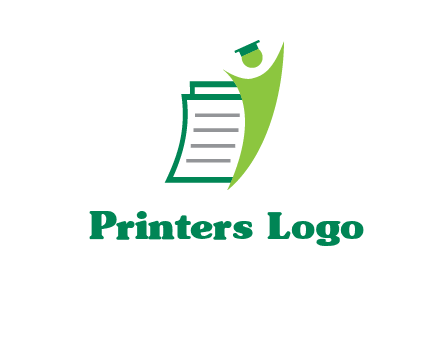 happy swoosh student against pages with graduation hat logo icon