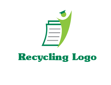 happy swoosh student against pages with graduation hat logo icon