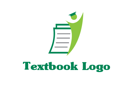 happy swoosh student against pages with graduation hat logo icon