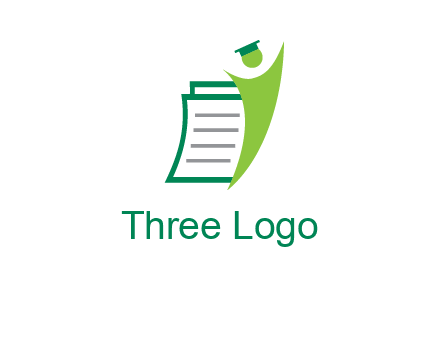 happy swoosh student against pages with graduation hat logo icon