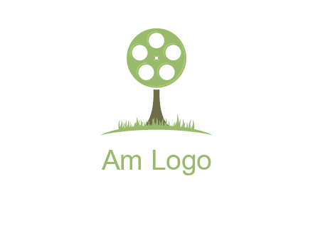 film reel on tree logo
