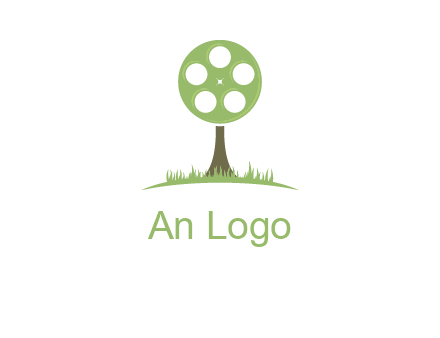 film reel on tree logo