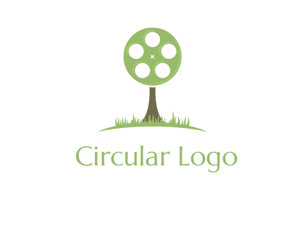 film reel on tree logo