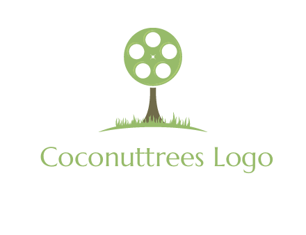 film reel on tree logo