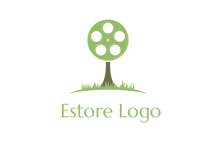 film reel on tree logo