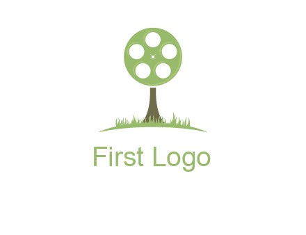 film reel on tree logo