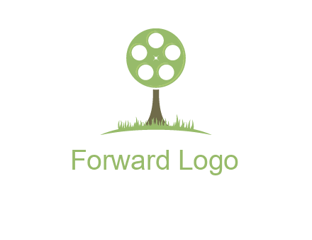 film reel on tree logo