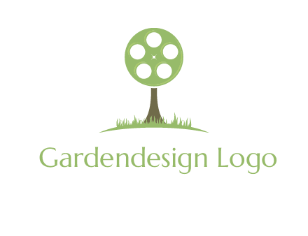 film reel on tree logo