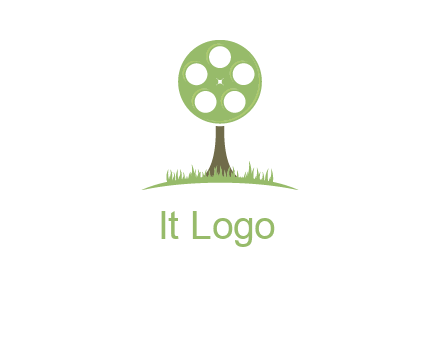 film reel on tree logo