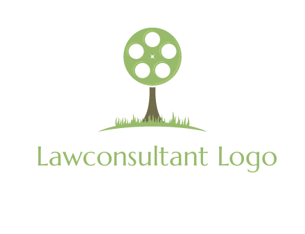film reel on tree logo