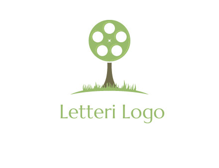 film reel on tree logo