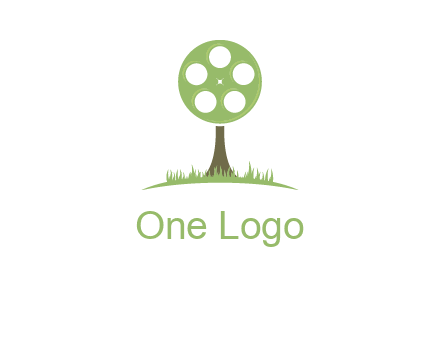 film reel on tree logo