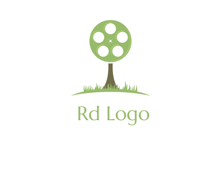 film reel on tree logo