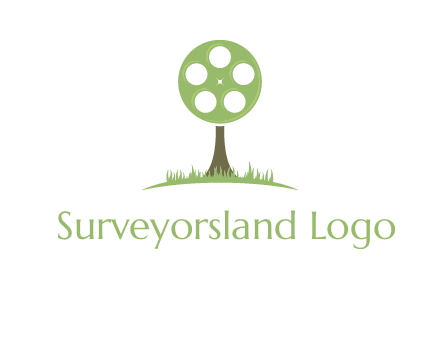 film reel on tree logo