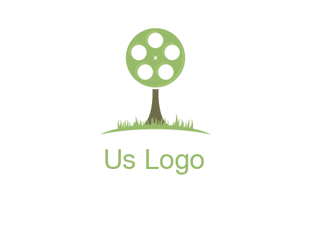film reel on tree logo