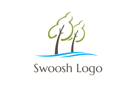 abstract trees and waves logo