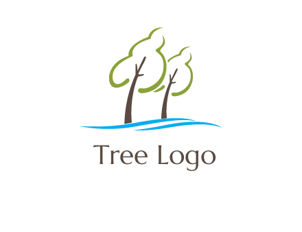 abstract trees and waves logo