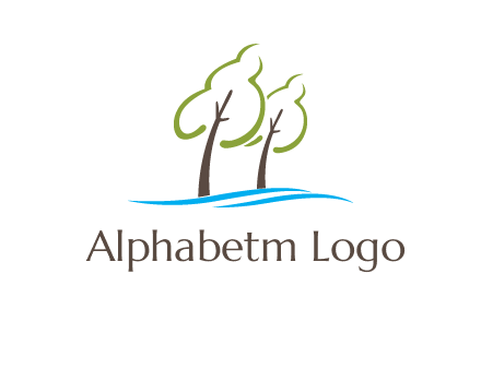 abstract trees and waves logo