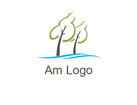 abstract trees and waves logo