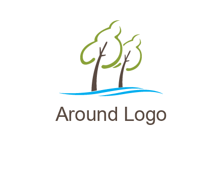 abstract trees and waves logo