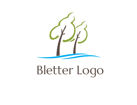 abstract trees and waves logo