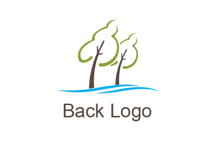 abstract trees and waves logo