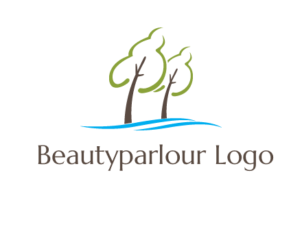 abstract trees and waves logo