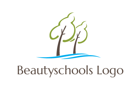 abstract trees and waves logo