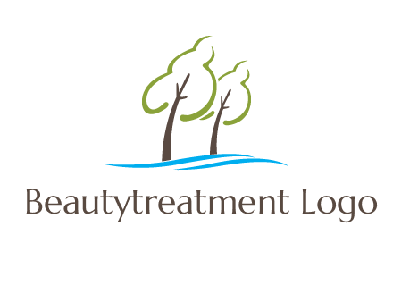 abstract trees and waves logo