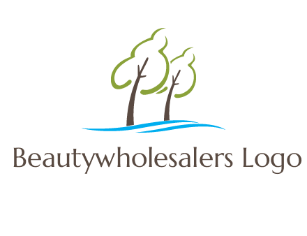 abstract trees and waves logo