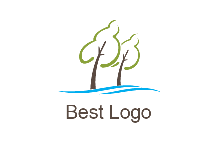 abstract trees and waves logo