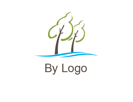 abstract trees and waves logo
