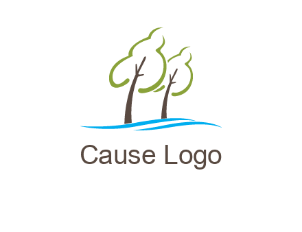 abstract trees and waves logo